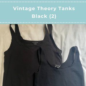Vintage Scoop Neck Theory Tank Tops - Black Set